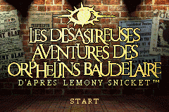 Lemony Snicket's A Series of Unfortunate Events title screen for GameBoy Advance